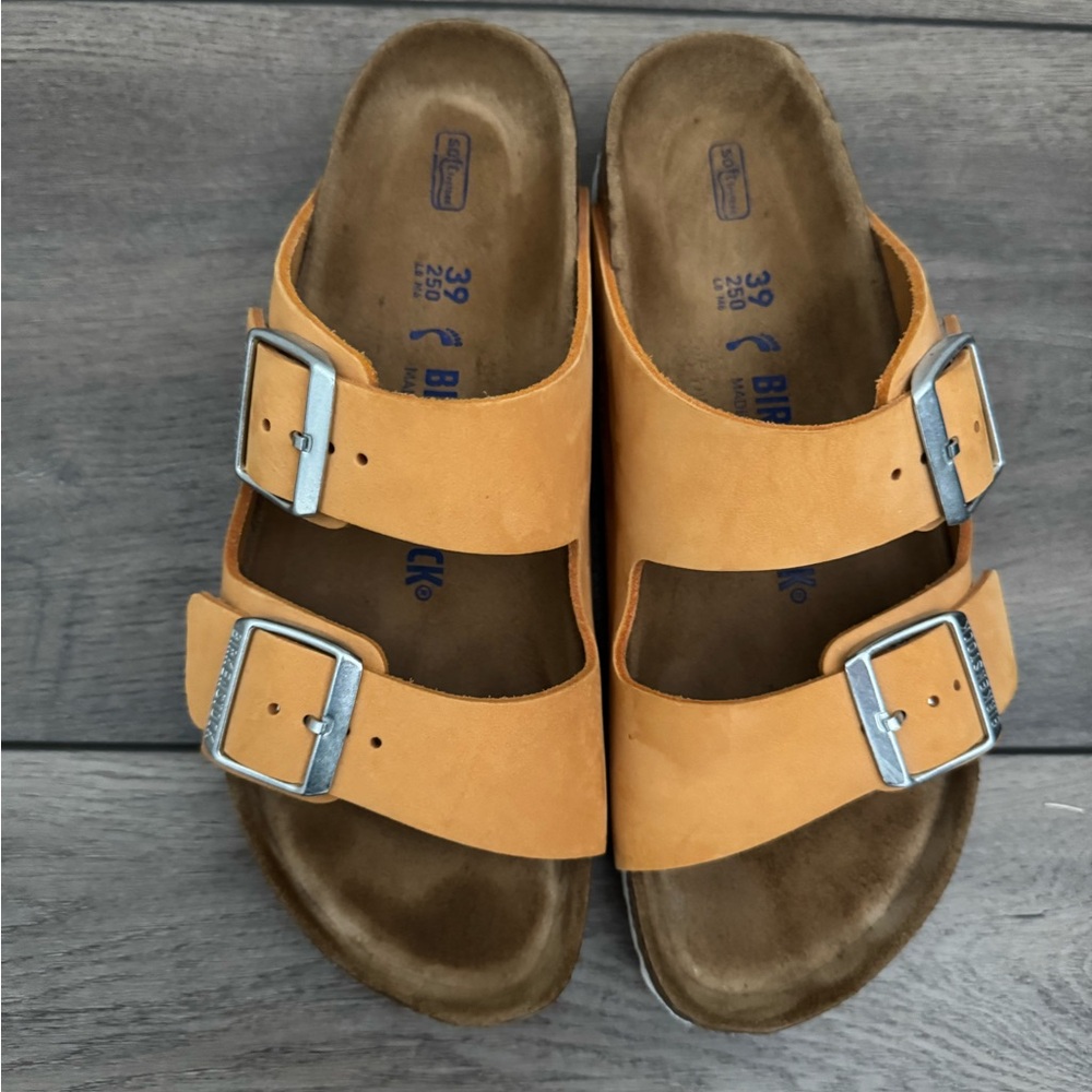 Birkenstock Yellow Sandals with Silver Buckles